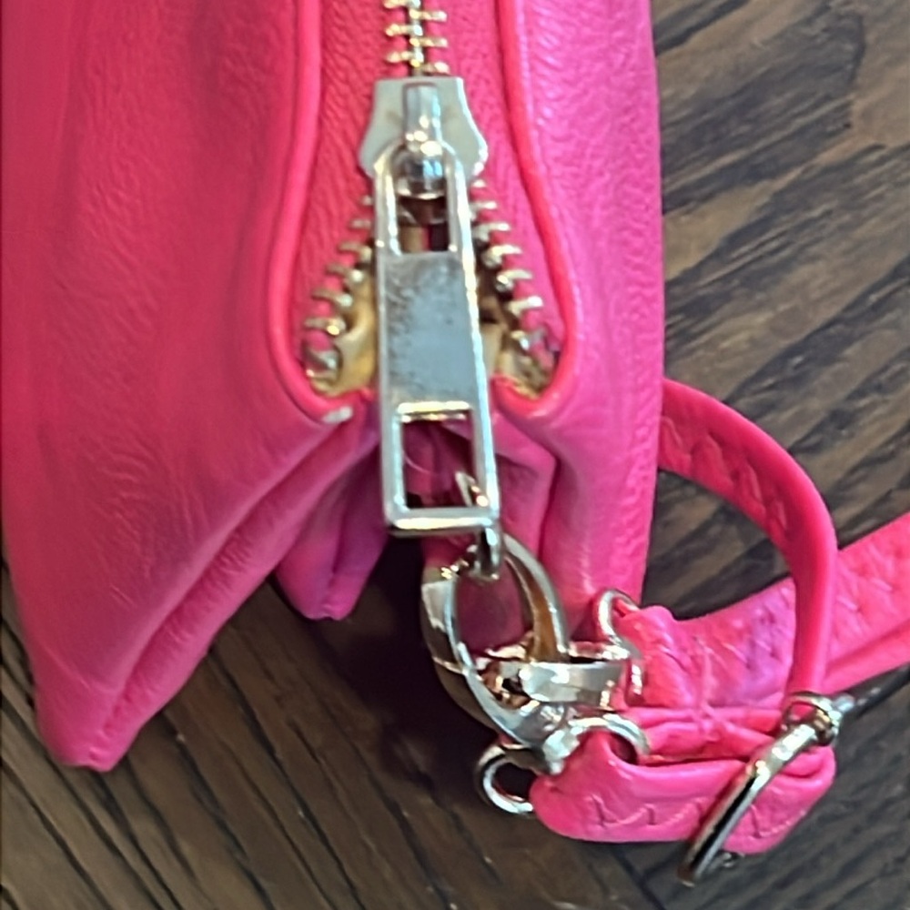 Hot Pink Pebbled Vegan Leather Crossbody Clutch Handbag - Picture 14 of 16